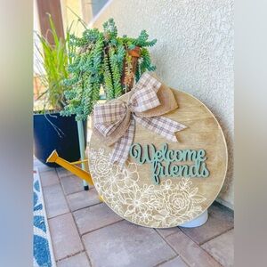 Wooden Welcome Friends Door Hanger/Sign